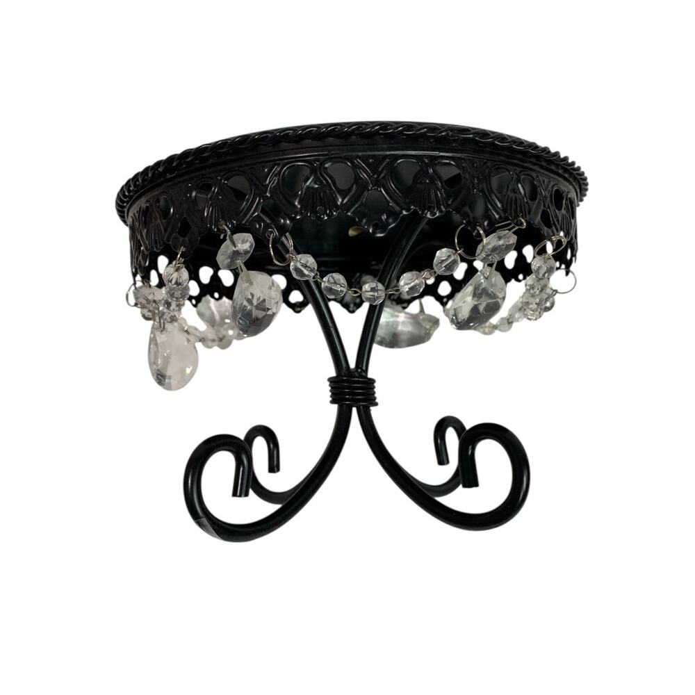Elegant Black Decorative Stand with Crystal Accents - Picture 4 of 5